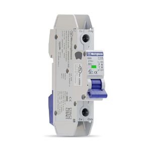 Westinghouse UL 489 AC Miniature Circuit Breaker, 5 Amp, Single Pole, C Curve, 10kA, 277V AC, 60V DC, Non-Polarized, UL Listed, DIN Rail Breaker with Thermal Magnetic Trip