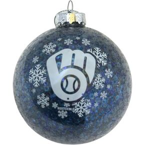 Milwaukee Brewers MLB Glass Glitter Ball Ornament Official Licensed Christmas Tree Decoration, Brewers Logo & Colors Ideal for Brewers Fans