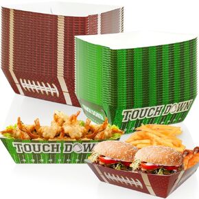 sxvblly Football Party Supplies | 50 Pack Superbowl Party Decorations 2025 | Large Football Plates Disposable Paper Snack Trays for Football Accessories Decor for Birthday Party