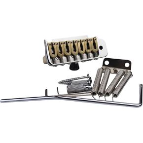 Guyker Electric Guitar Tremolo System Bridge 7 String String Spacing 10.5MM 2 Point Brass Saddle Brass Base Tremolo System with Push-in tremolo Arm & Bridge Stud, Spring and Claw, Chrome