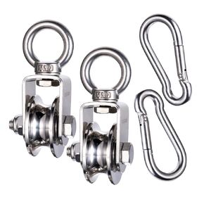 2 Pcs Heavy Duty Cable Single Pulley Block Wheel with Clip for Wire Rope with Ball Bearings, DIY Pulley System for Gym Equipment Workout, Winch, Lifting