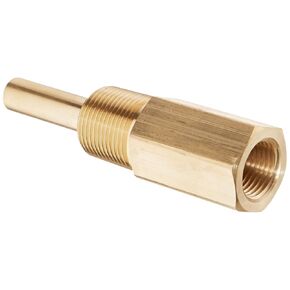 PIC Gauges TW-BR04-23L2 Brass Standard Thermowell for Industrial Bimetal Thermometers, Lagging Style, 4" Stem Length, 1/2" NPT x 3/4" NPT, 0.260" Bore Diameter