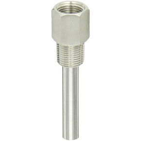 PIC Gauge TW-SS04-23S2 4" Stem Length, 1/2" NPT x 3/4" NPT Connection Size, Stepped Style, 0.260" Bore Diameter, 316 Stainless Steel Standard Thermowell for Industrial Bimetal Thermometers