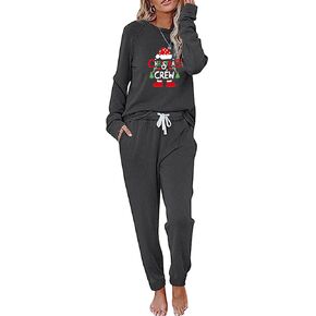 OCEANLUX Christmas Pajamas Set for Women 2 Piece Outfits Joggers Sweatsuits Tracksuit Lounge Suits