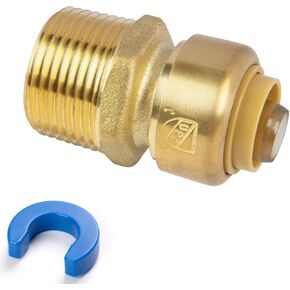 1" x 1" NPT Male Adapter for PEX, Copper, CPVC Pipe, Push to Connect Brass Plumbing Fitting with Upgraded Stiffener with Disconnect Clip(1 Pack)