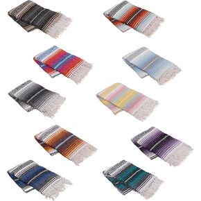 Cozumel Authentic Mexican Blanket, 10 Pack, 72x48 inches, Made in Mexico - Yoga Blanket for Studios - Outdoor Picnic/Camping Blanket, Saddle Blanket, Serape, Decor, Throws (Assorted, Random)