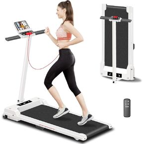Treadmills for Home, Walking Pad Treadmill for Small Spaces, 3.0HP Treadmill with Handle Barm, Walking Pad 300 LBS Capacity, Portable Capacity Treadmill with Remote Control, LED Display (White)