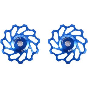 VGEBY 2Pcs Ceramic Bearing Wheel, Wheel Roller Pulley Accessories 11/13T(11T-Blue) Wheel Wheel Wheel Road Rear Derailleur Pulley 11T