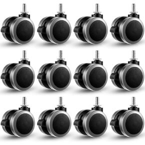 12 Pcs 2 Inch M8 Threaded Caster Wheels Bulk Height Adjustable Desk Leg Casters Wheels Lockable Swivel Caster for Standing Desk Mobile Desk Luggage Accessories