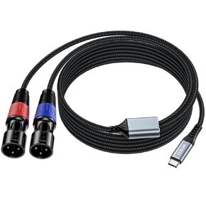 USB C to Dual XLR Male Audio Cable, 32Bit/384Khz Male XLR to USB C Cable Output Stereo Cord, Type USB to XLR Adapter for Speaker Power Amplifier, Mixer Console (1M/ 3.3FT)