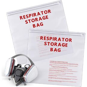 2 Pcs Respirator Storage Bag with Zipper 15.35" x 16" Reusable Respirators Gas Mask Bag Large 10 Mil Thick Welding Respirator Bag, Clear