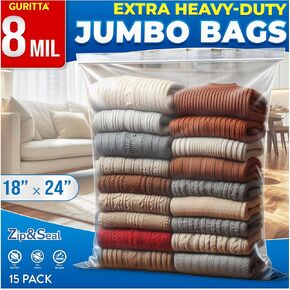 EXTRA LARGE Zip Top Bags for Storage, 5 GALLON Resealable bags, JUMBO Storage Bags, GIANT Plastic Bags, REUSABLE BPA-Free XXL Freezer Food Storage Bag, HEAVY DUTY 8 Mil Thick Big Zip Moving Bags