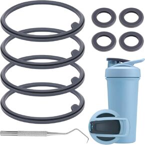 9PCS Shaker Bottle Gasket Replacement for BlenderBottle Strada Shaker Cup Stainless Steel Water Bottle，Wire Whisk Bottle Gasket，Compatible with Blender Bottle Strada Protein Shaker Bottle（Flip lid）