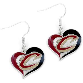 Aminco NBA Cleveland Cavaliers Swirl Heart Earrings