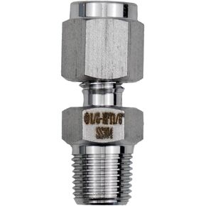 304 Stainless Steel Compression Fitting 1/8" Tube OD x 1/8" NPT Male Straight Adapter Connect with Double Ferrules (1/8 NPT x 1/8"OD)
