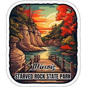 Starved Rock State Park Illinois Sticker Travel Weatherproof Souvenir Decal Vinyl Small Waterproof for Water Bottle Mug Passport Notebook Laptop Computer Phone Car Stickers Size 4" ID44990