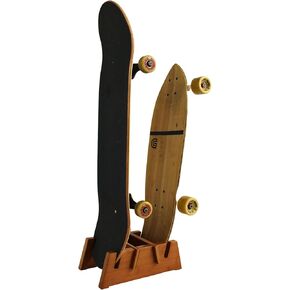 Skateboard Floor Stand for Two Boards | Premium Bamboo Skateboard Floor Display Stand by COR Surf