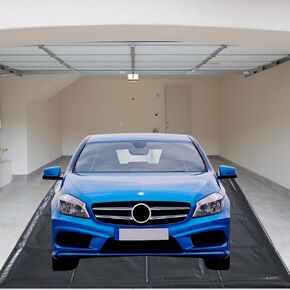 Heavy Duty Thick Containment Mat, 7.9 ft x 18 ft Non-Slip Garage Floor Mat for Under Car, Waterproof Car Parking Mats for Snow Rain Sand Mud - Black