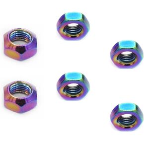 Skateboard Axle & Kingpin Nut Set – 4X 5/16 Axle Nuts & 2X 3/8 Kingpin Nuts, Conical Self-Locking Design, High-Strength, Durable with Dazzling Color