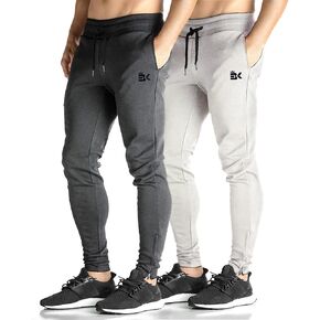 BROKIG Mens Zip Joggers Pants Casual Gym Workout Track Pants Tapered Sweatpants with Pockets