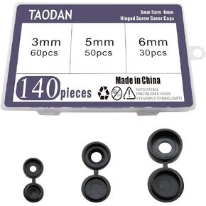 TAODAN 140PCS 3mm 5mm 6mm Black Dust Screws Cover Set Plastic Shutter Screw Cover Hinge Screw Cover