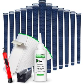 Wedge Guys GLP Velvet Golf Grips 13 Pack with Deluxe Grip Kit | All Weather Performance with Tour Level Traction | in White/Black & Standard/Midsize