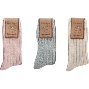 Leo Design 3 Pack Natural Premium Norwegian Women Wool socks, Lambs wool Blend, Heavy wool, Thick & Warm sock, Thermal socks.