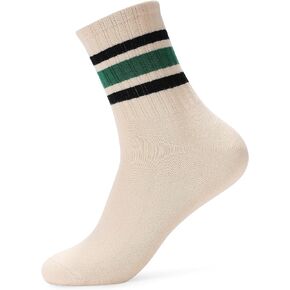 Women Tube Socks Anti Odor Crew Soft Combed Cotton Quick Dry Moisture Wicking Breathable Socks with Strips