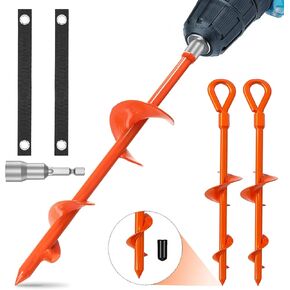 Ground Anchors Screw In -15" Mobile Home Anchors, Trampoline Stakes Anchors High Wind, Shed Anchors, Swing Set Anchors, Trampoline Anchors, Screw In Ground Anchors, Spiral Ground Anchors -2 Pcs
