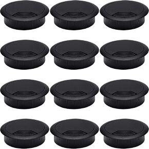2 Inch Desk Cord Grommet 12PCS - Plastic Desk Hole Cover, Wire Cord Cable Grommets Hole Cover for Organized Office and Home Table Cable-Black