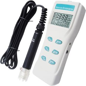 Dissolved Oxygen Meter with Electrode Portable DO Meter Water Quality Tester with Large LCD Display ATC 99 Memory Function