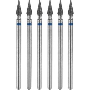 HARFINGTON 6pcs 120-140 Grits Diamond Grinding Bit 3mm Tapered Head 2.35mm Shank 7mm Length Stone Sanding Drill Bits Rotary Tool for Ceramic Glass Nails Grinding Polishing