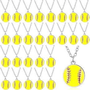 24 Pcs Softball Sports Necklace Jewelry Softball Chain Accessories Fans Gift for Team Accessories Softball Player Lovers Party Favors