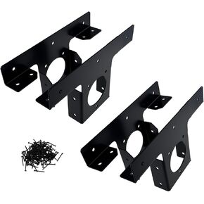 Black 3-Way T-Angle Brackets Outdoor Patio Park Garden Wooden House Pergola Rattan Frame Deck Hardware Kit Reinforcement Bracket DIY 4pcs (2 Sets) with Screws