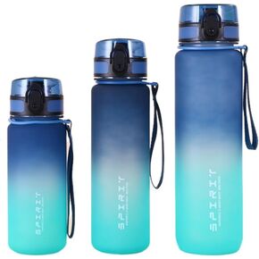 1L/ 33.81oz Water Bottle with Clip Handle, Water Bottles with Locking Lid, Travel Plastic Water Bottle,Water Bottle with Straw, and Sports water bottle (Blue-green)