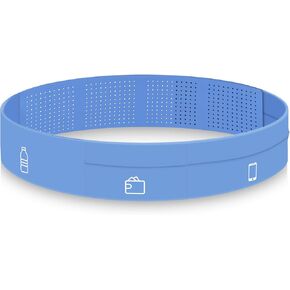 Slim Running Belt with 3 Pockets, Workout Fanny Packs for Women & Men, Money Belt Phone Holder for Running, Adjustable Waist Pack Fits All Phones/Keys/Essentials for Walking, Cycling - Blue
