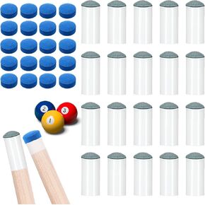 20 PCS Slip On Pool Cue Tips and 20 Leather Pool Cue Tips, 0.47 Inch Billiard Pool Cue Tips Pool Stick Replacement Tips with Storage Box for Pool Cues Snooker Supply Billiard Slip-On Cue Tips Repair
