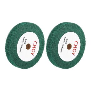 uxcell 2pcs 150x25x20mm 180 Grit Non-Woven Polishing Burnishing Wheel Nylon Wire Drawing Abrasive Flap Wheel for Surface Treatment Stainless Steel Copper Aluminum Green