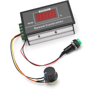DC 6-60V Motor Speed Controller with Digital Display, Momentary Start/Stop Switch and A Speed Control Potentiometer, Made with Circuit Board