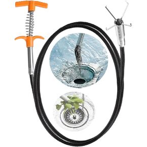61 Inch Drain Snake Hair Drain Clog Remover Tool, Flexible Grabber Claw Pick Up Reacher Tool, Sink Drain Cleaner for Toilet Sewer Shower Kitchen Bathroom Tub Clogged Drains Opener Cleaning Tool