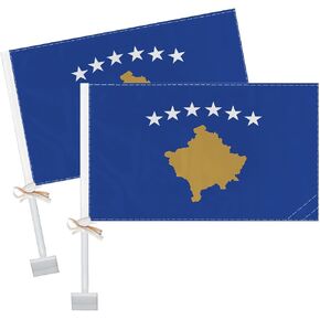2 PCS Kosovo Car Flag,Kosovar National Decor,Two Layer Digital Printed 150D Banner For Car Vechile Truck