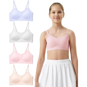 Girls Training Bras Seamless Teen Girls Sports Bras Adjustable Straps Tween Bras for Girls 10-16 Removeable Padding