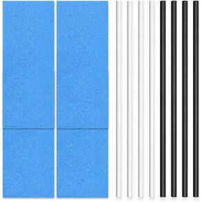 8pcs Snowboard Repair Kit, 6mm Ptex Stick P-Tex Base Waxing Filler with 4 Structure Sandpaper Ski Wax Repair Scraper Accessories for Protecting Ski and Snowboard(Black & White)