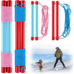 Civaner 4 Pcs Kids Ski Trainer Children's Ski Ropes, Downhill Ski Safely Simple Harness Free Design Ski Straps for Teaching Kids Skiing Safely
