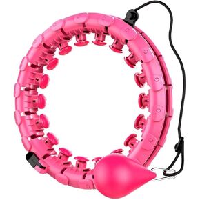 Hula Fit Smart Weighted Exercise Hoop (24 Detachable Knots, 3 lb), 2 in 1 Abdomen Fitness Massage, Great for Core Cardio Adults Women Kids Men. Smart Hoola Hoop for Woman Weight Loss