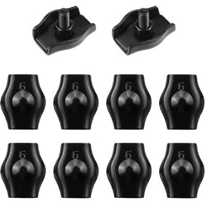 Antrader M6 Simplex Single Bolt Wire Rope Clips,10Pcs 304 Stainless Steel Simplex Wire Rope Clip Cable Clamp for 1/4" Diameter Wire Rope,Black