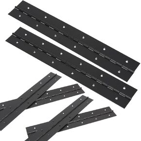 12 Inch 6 PCS Piano Hinge，0.04" Thickness Folding Cabinet Door Butt Hinge Continuous & Piano Hinges Black Long Hinges Heavy Duty, for Wood Furniture Box French Window