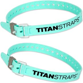 Titan Utility Straps – Easy-To-Use, Reliable Tension Straps for Securing Bike & Moto Gear, Skis, Garden Hoses, Field Repairs – Use in Frigid Temp – 60 lb. Working Load, 25" Length, 2-Pack, Sea Foam