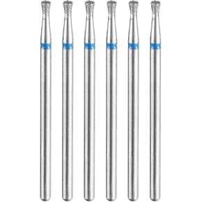 HARFINGTON 6pcs 120-140 Grits Diamond Grinding Bit 2.1mm Inverted Cone Head 2.35mm Shank 2mm Length Stone Sanding Drill Bits Rotary Tool for Ceramic Glass Nails Grinding Polishing