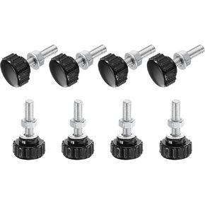 uxcell 8 Sets Knurled Knobs Thumb Screws with Nuts Washers, Metric M6 x 50mm Male Thread 25mm Plastic Head, Zinc Plated Carbon Steel Stud Hand Knobs Clamping Thumbscrews Handles, Black